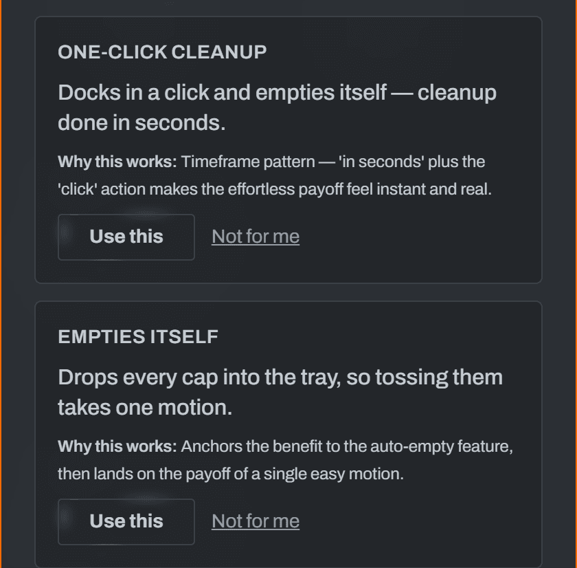 Wording Workshop suggestions with notes on why each works